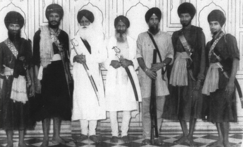 Babbar Singhs with Jathedars of Takht Sri Keshgarh Sahib